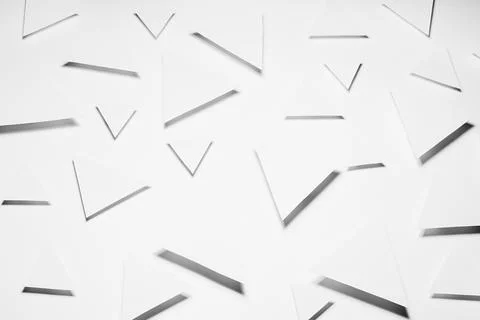 White triangles geometric pattern in hard light with strict grey shadows in r 库存插图