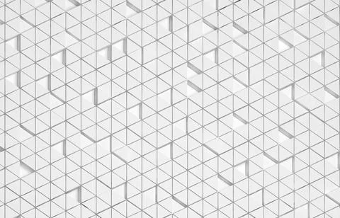 White triangular abstract background, Grunge surface, 3d Rendering Ilustração Stock