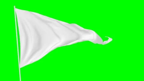 White triangular flag, animation with green screen Stock Footage 93385661