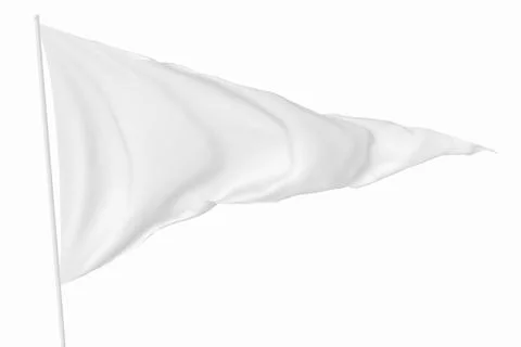 White triangular flag with flagpole Stock Illustration