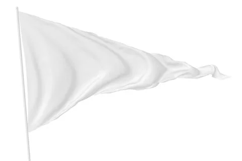 White triangular flag on flagpole Stock Illustration