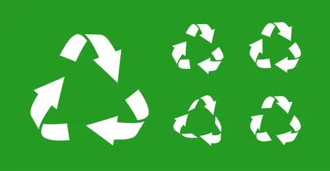 White triangular recycle eco arrow icon set vector Stock Illustration