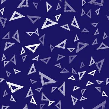 White Triangular ruler icon isolated seamless pattern on blue background イラスト素材