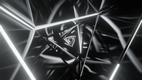 White Triangular Spiral Neon Tunnel Background VJ Loop l 4K Stock Footage 295879300