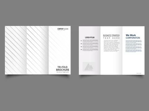White Trifold Brochure. Flyer with thin lines on the front of the page. Stock Illustration