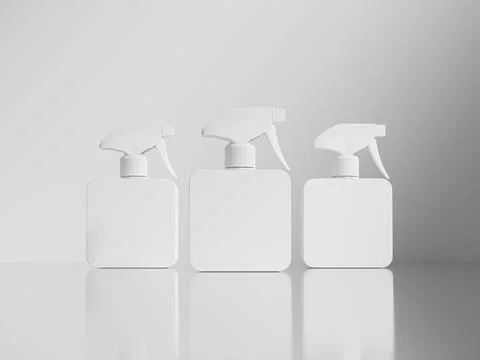 White trigger spray bottle mockup, round corner sqaure sprayer bottle Stock Illustration