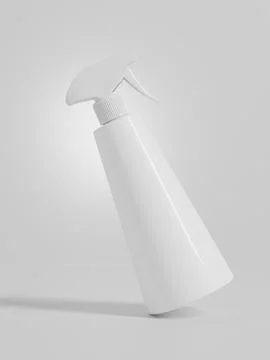 White trigger spray bottle mockup, cone-shaped PET plastic sprayer packaging Stock Illustration