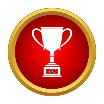White trophy icon in red gold circle Stock Illustration
