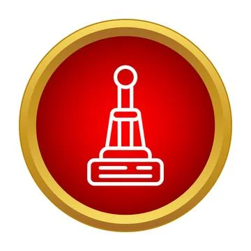 White trophy outline icon on red gold button 스톡 일러스트