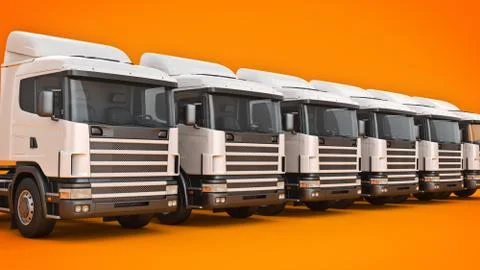 White truck. 3D rendering Stock Illustration