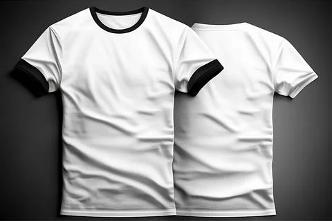 A white tshirt with a blank label on it with front and back view Stock Illustration