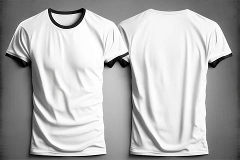A white tshirt with a blank label on it with front and back view Stock Illustration