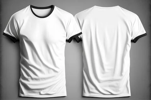 A white tshirt with a blank label on it with front and back view Stock Illustration