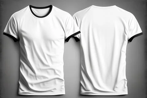 A white tshirt with a blank label on it with front and back view Stock Illustration