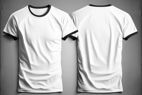 A white tshirt with a blank label on it with front and back view Stock Illustration