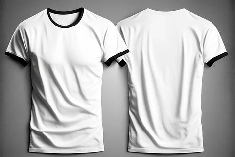 A white tshirt with a blank label on it with front and back view Stock Illustration