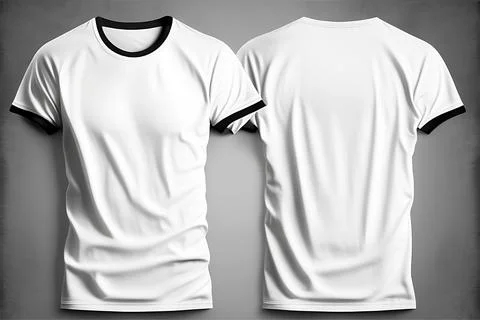 A white tshirt with a blank label on it with front and back view Stock Illustration