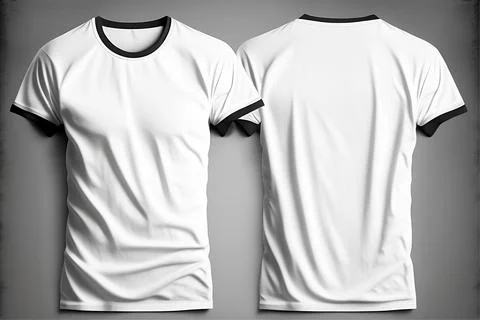 A white tshirt with a blank label on it with front and back view Stock Illustration