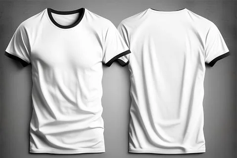 A white tshirt with a blank label on it with front and back view Stock Illustration