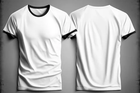 A white tshirt with a blank label on it with front and back view Stock Illustration
