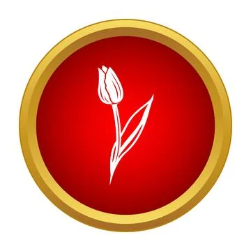 White tulip flower icon representing spring and nature Stock Illustration