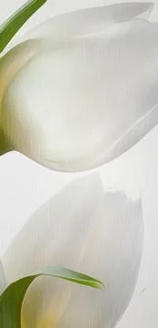 White tulips close-up on a white background watercolor Stock Illustration