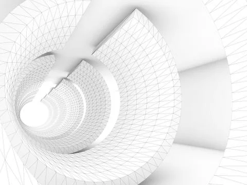 White tunnel with 3d wire-frame structure Stock Illustration