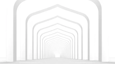 White tunnel empty corridor loop animation ping pong Stock Footage 268198346