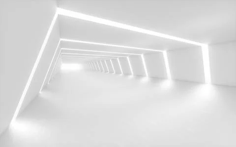 White tunnel with light in the end, 3d rendering. Stock Illustration