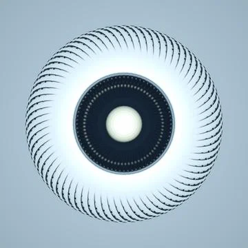 White turbine like form resembling an eye on grey Stock Illustration