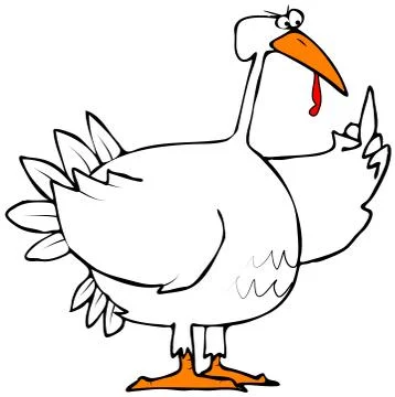 White turkey flipping the bird Stock Illustration