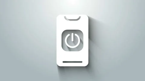 White Turn off robot from phone icon isolated on grey background. 4K Video 動画素材 145995328