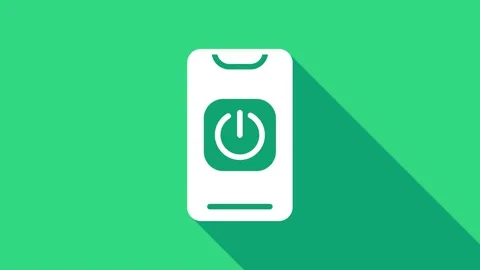 White Turn off robot from phone icon isolated on green background. 4K Video 動画素材 147159657