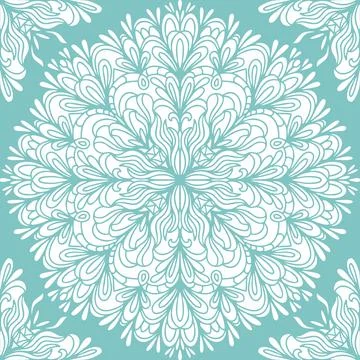 White turquoise ornamental seamless pattern. Vintage Ornament Elements Ethnic Stockillustratie