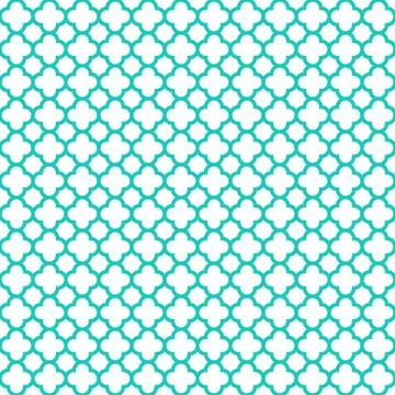White Turquoise Quatrefoil Repeating Pattern Stock Illustration