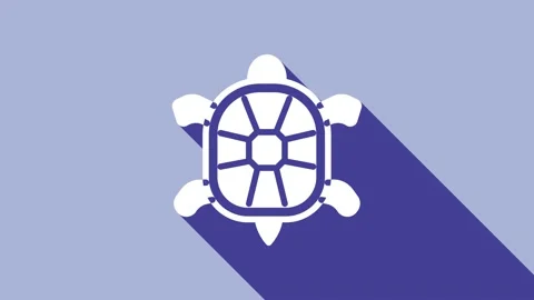 White Turtle icon isolated on purple background. 4K Video motion graphic Stock Footage 154738265