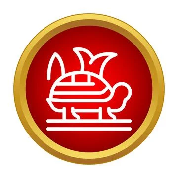 White turtle icon with wings on red circle Stock Illustration