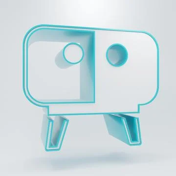 White TV table stand icon isolated on grey background. Minimalism concept. .. Stock Illustration