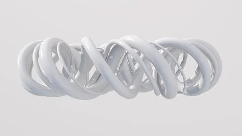 White twisted circle shape. Abstract illustration, 3d render. Stock Illustration