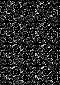 White twisted lines with curves drops on a black background Stock Illustration