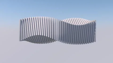 White twisted shape in the sky. Abstract illustration, 3d rendering. Stock Illustration
