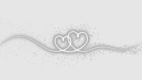 White two heart shapes line animation with glittering particles on transparent Stock Footage 311357319