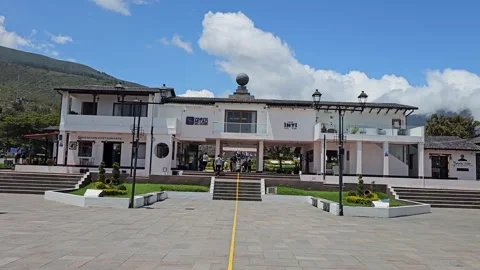 White Two-Storey Building on Equator Line Path, Mitad del Mundo, Quito, Ecuador Stock Footage 331489235