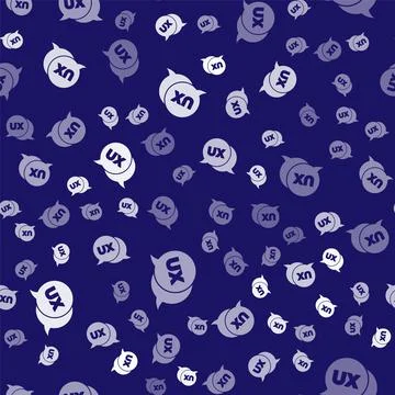 White UI or UX design icon isolated seamless pattern on blue background. Vector Illustrazione stock