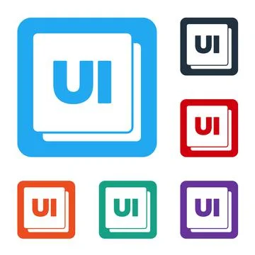 White UI or UX design icon isolated on white background. Set icons in color 스톡 일러스트