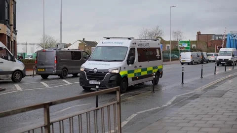 White UK Ambulance responding to an emergency. Hull. 7.2.2026 Video stock 329355373