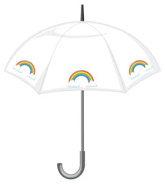 White umbrella with rainbow pattern Illustrazione stock