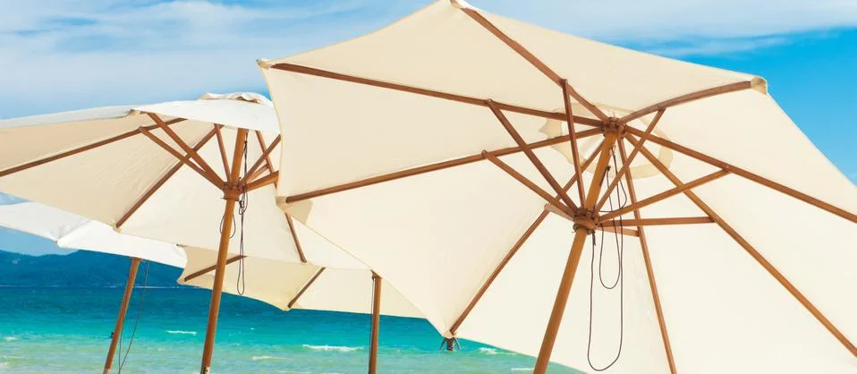 White umbrellas Stock Photos