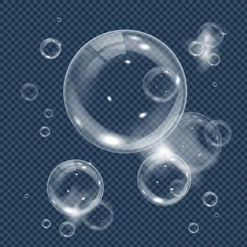 White underwater bubble isolated on transparent background. Realistic vector Stock Illustration