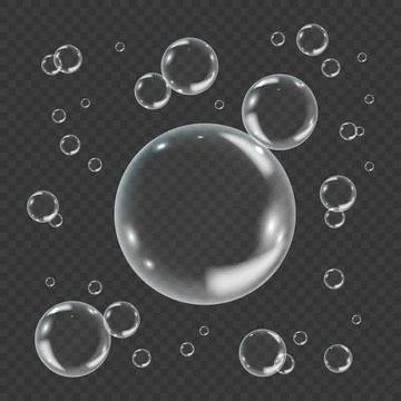 White underwater bubble isolated on transparent background. Realistic vector Stock Illustration